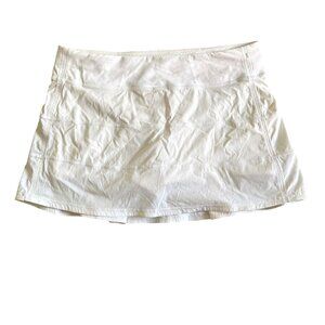 Lululemon Women's Sz 12 Pace Rival White Athletic Skort Tall Built-In Shorts